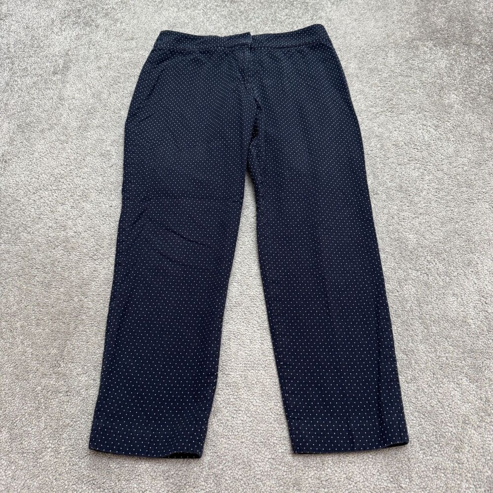 Pendleton Polka Dot Cropped Ankle Pants Womens 4 Navy Blue White Textured Cotton